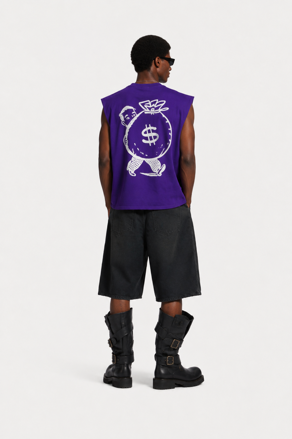 Hustle Over Everything Sleeveless Tee – Purple/White