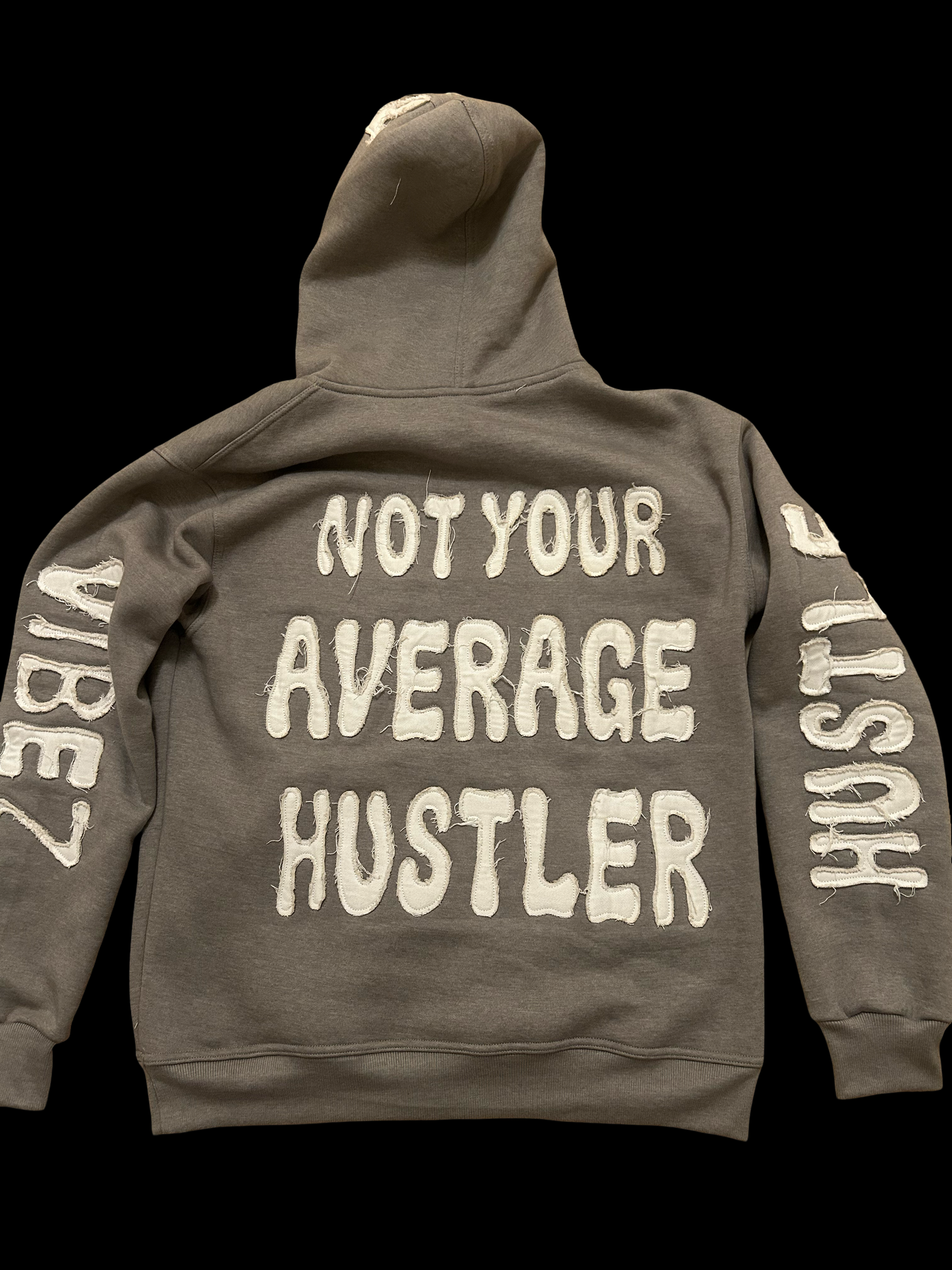 Hustle VIBEZ “Not Your Average Hustler” Hoodie – Gray/White