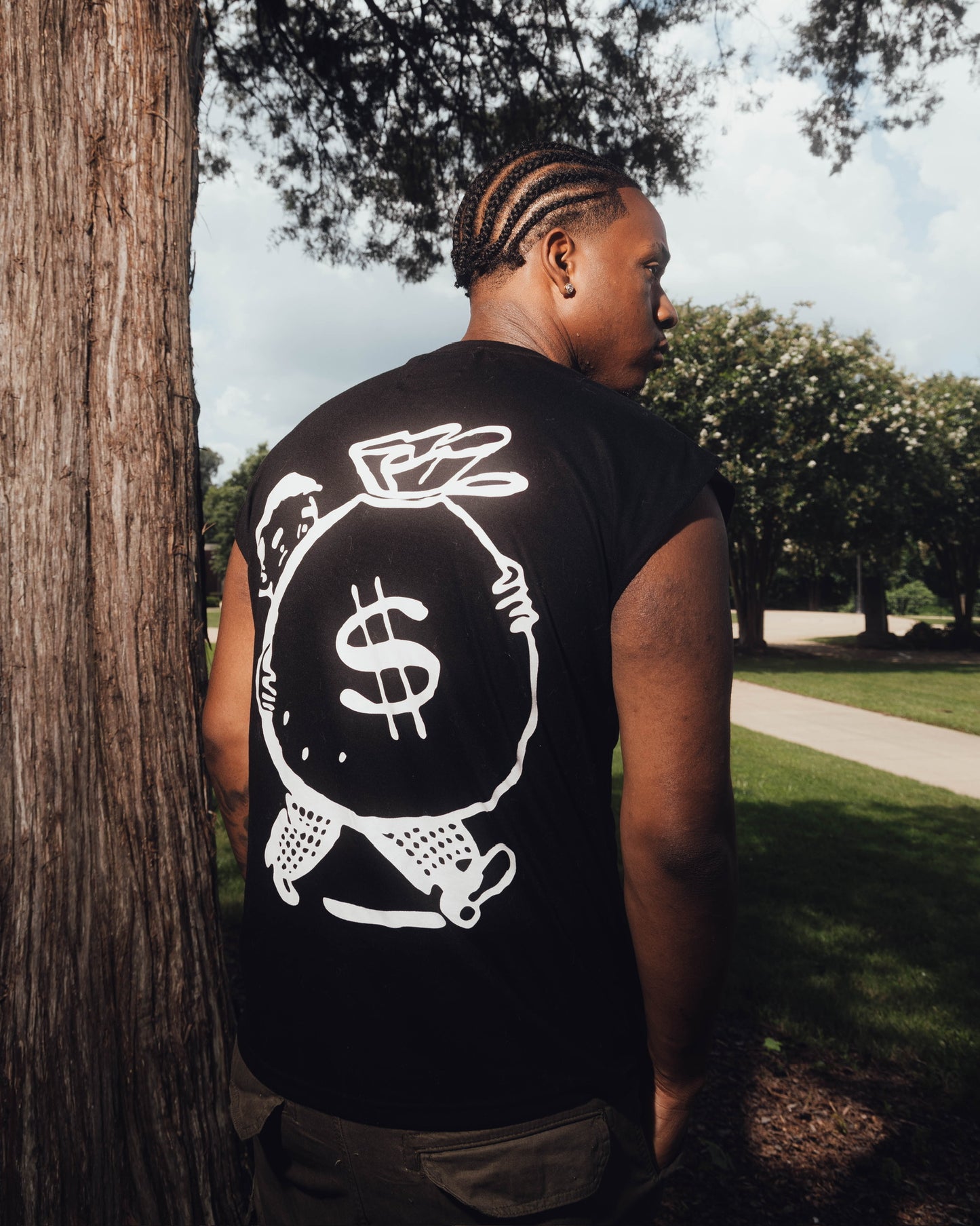 Hustle Over Everything Sleeveless Tee – Black/White