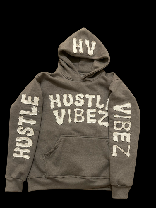 Hustle VIBEZ “Not Your Average Hustler” Hoodie – Gray/White