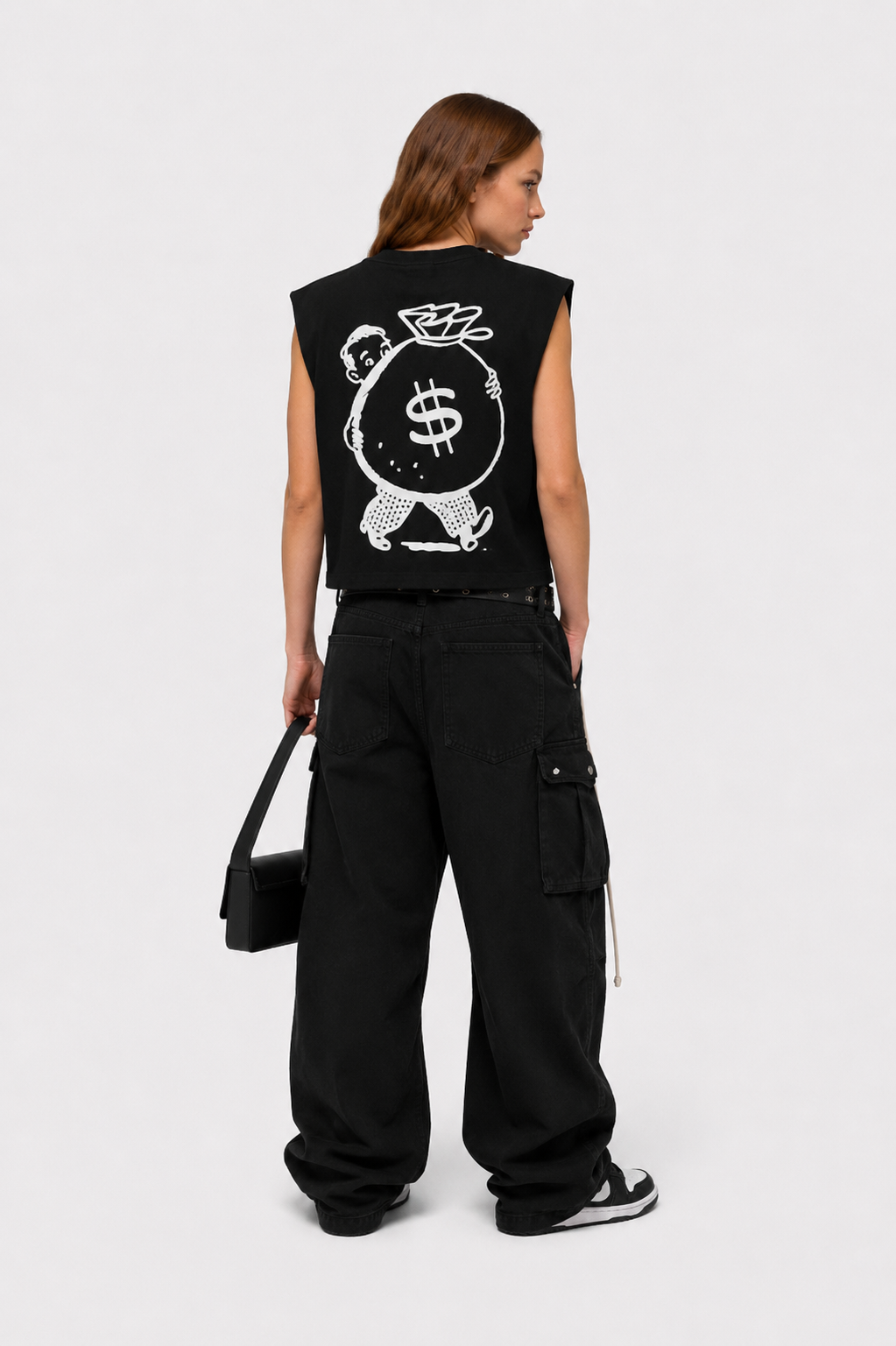 Hustle Over Everything Sleeveless Tee – Black/White
