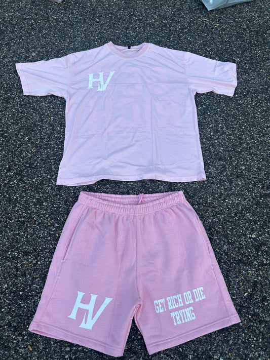 “ HUSTLE VIBEZ “ pink and white Summer Set !