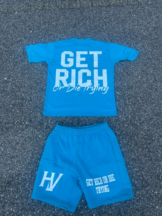 “ HUSTLE VIBEZ “ Blue and white Summer Set !